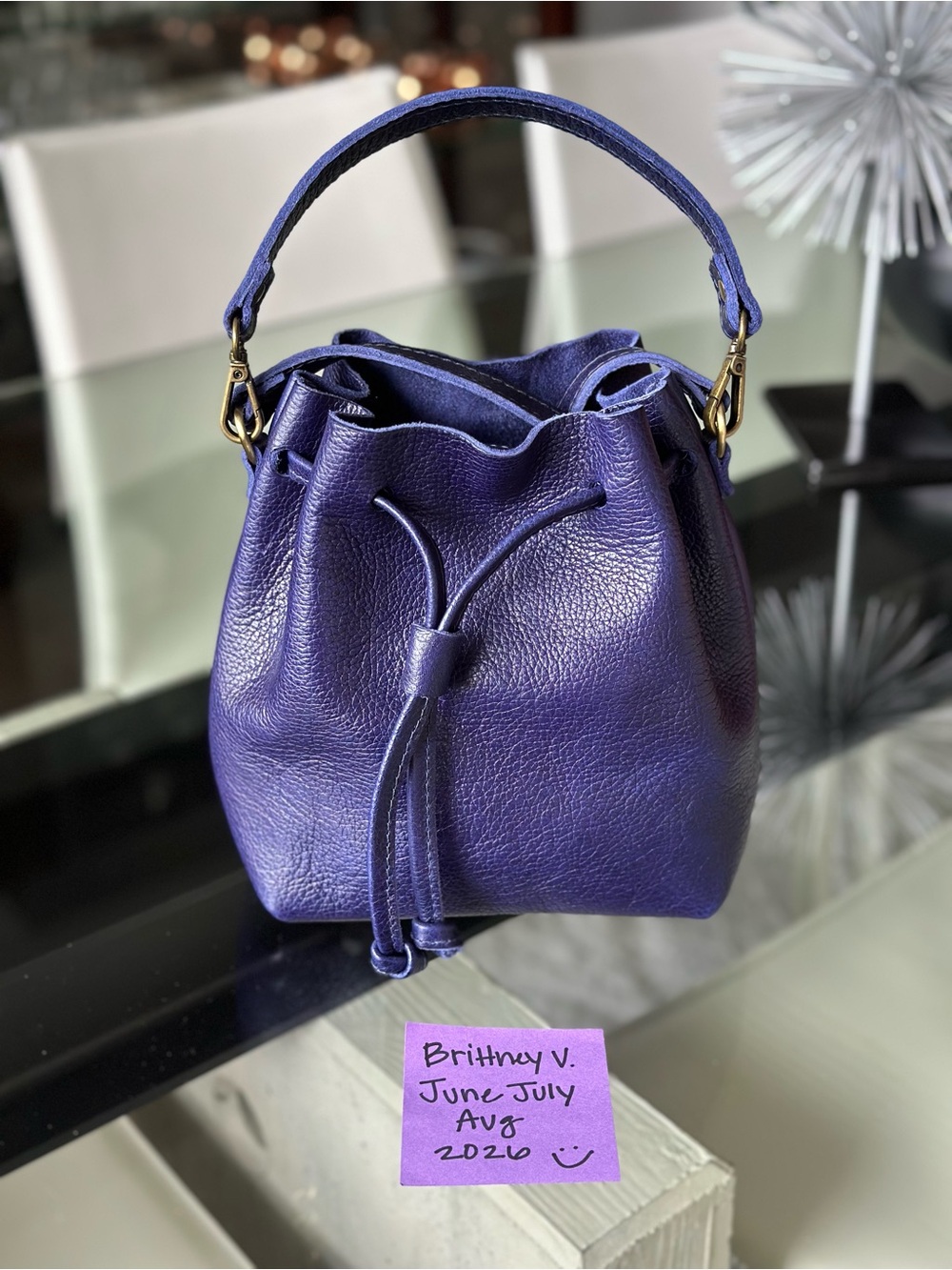 Cobalt Small Bucket Bag Portland Leather Goods - Picture 2 of 10